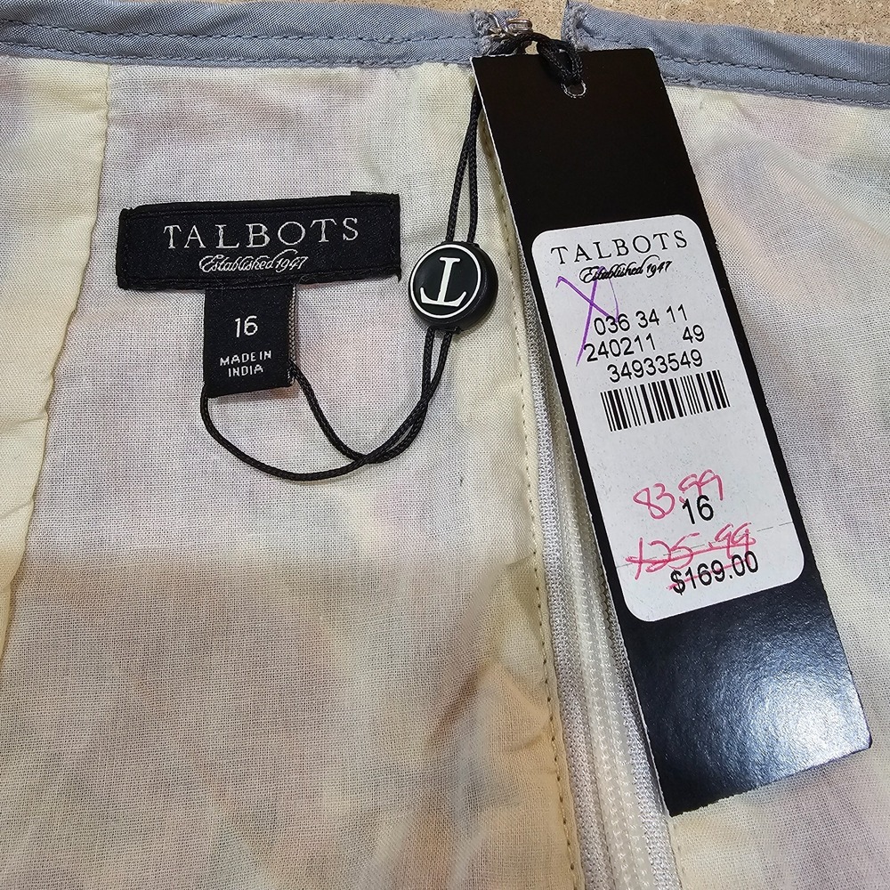 Talbots Floral Dress Womens 16 Purple Rose Sleeveless Cotton Fit Flare NWT - Picture 5 of 6